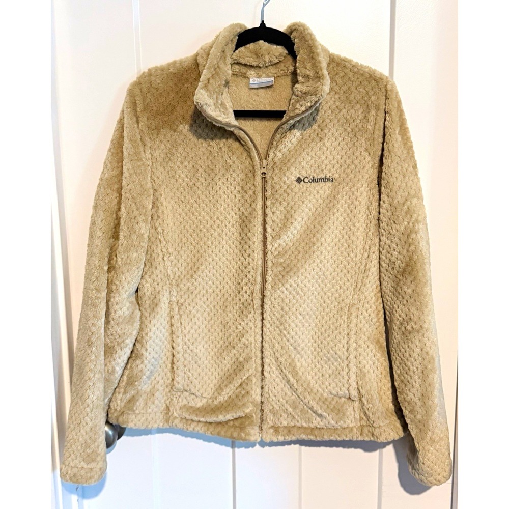 Columbia Beech Forest Sherpa Fleece Jacket Womens Large Tan/Sand Full Zip XL0668